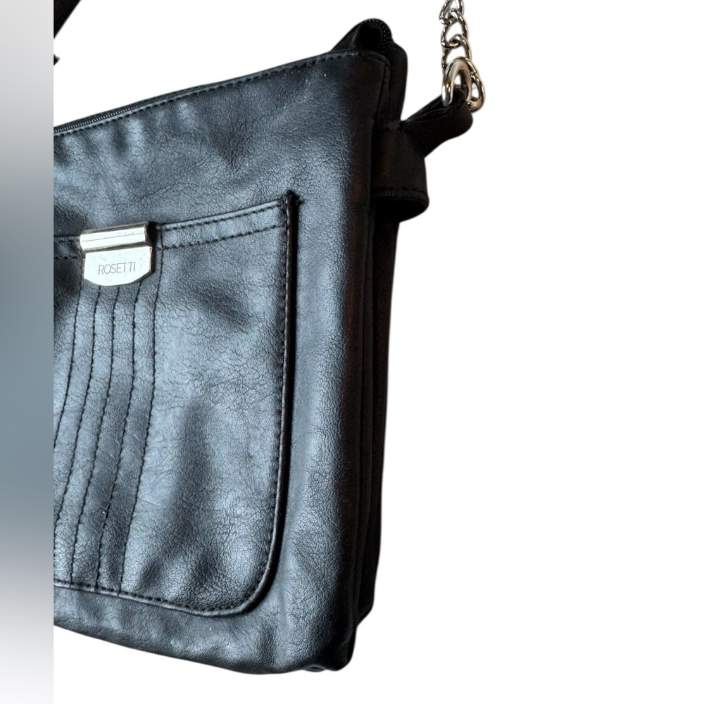 Rossetti Modern Chain Black Chrome Women’s Shoulder Bag Purse - Picture 3 of 12